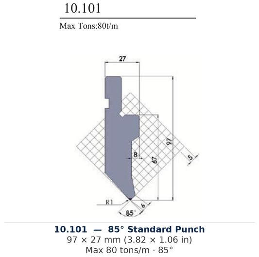 10.101 - 85° Standard Punch (factory catalog drawing)