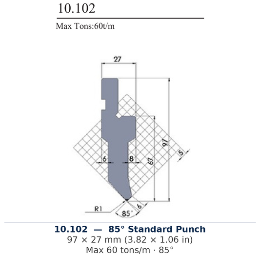 10.102 - 85° Standard Punch (factory catalog drawing)