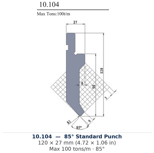 10.104 - 85° Standard Punch (factory catalog drawing)