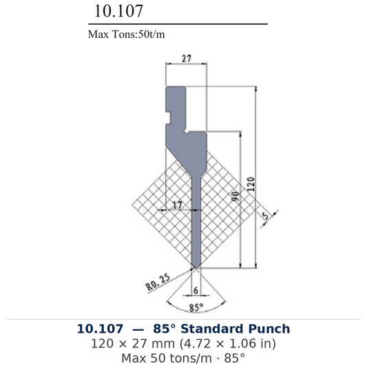 10.107 - 85° Standard Punch (factory catalog drawing)