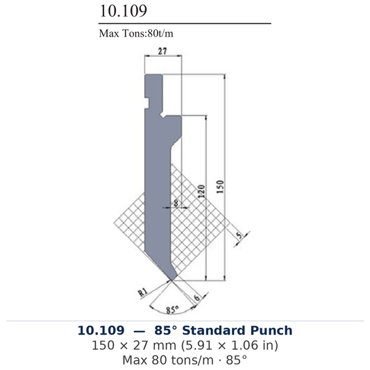 10.109 - 85° Standard Punch (factory catalog drawing)
