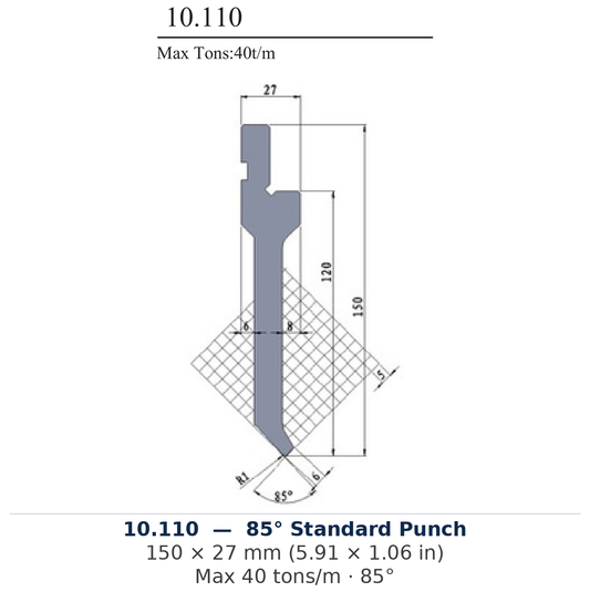10.110 - 85° Standard Punch (factory catalog drawing)
