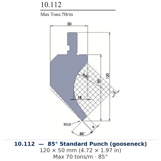10.112 - 85° Standard Punch (gooseneck) (factory catalog drawing)