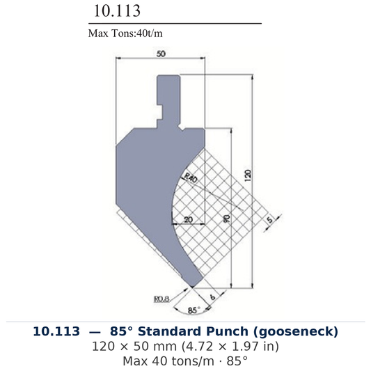 10.113 - 85° Standard Punch (gooseneck) (factory catalog drawing)