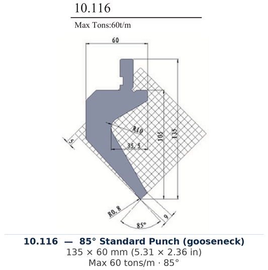 10.116 - 85° Standard Punch (gooseneck) (factory catalog drawing)