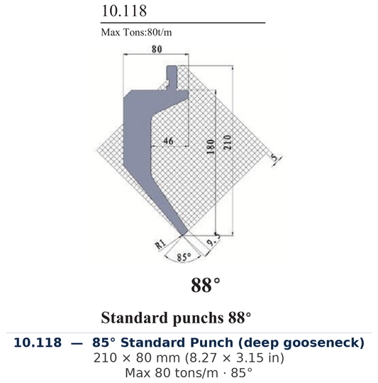 10.118 - 85° Standard Punch (deep gooseneck) (factory catalog drawing)