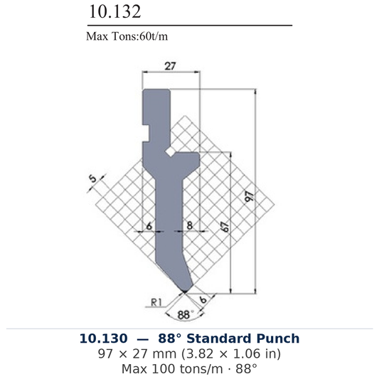 10.130 - 88° Standard Punch (factory catalog drawing)