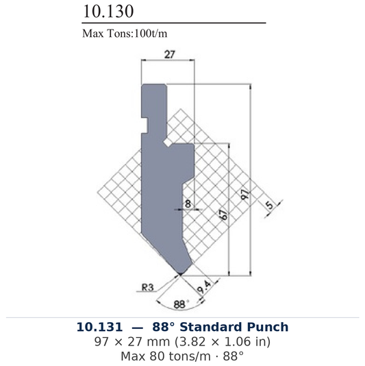10.131 - 88° Standard Punch (factory catalog drawing)