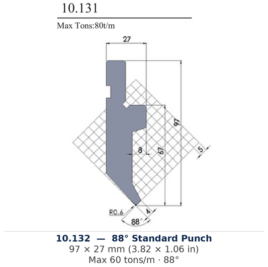 10.132 - 88° Standard Punch (factory catalog drawing)