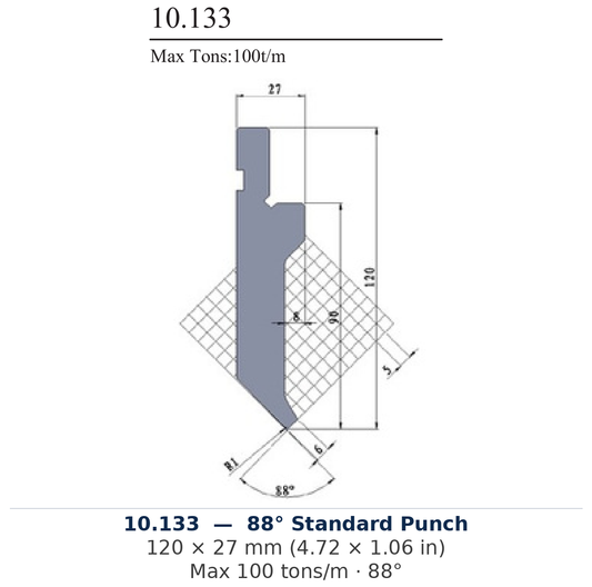 10.133 - 88° Standard Punch (factory catalog drawing)