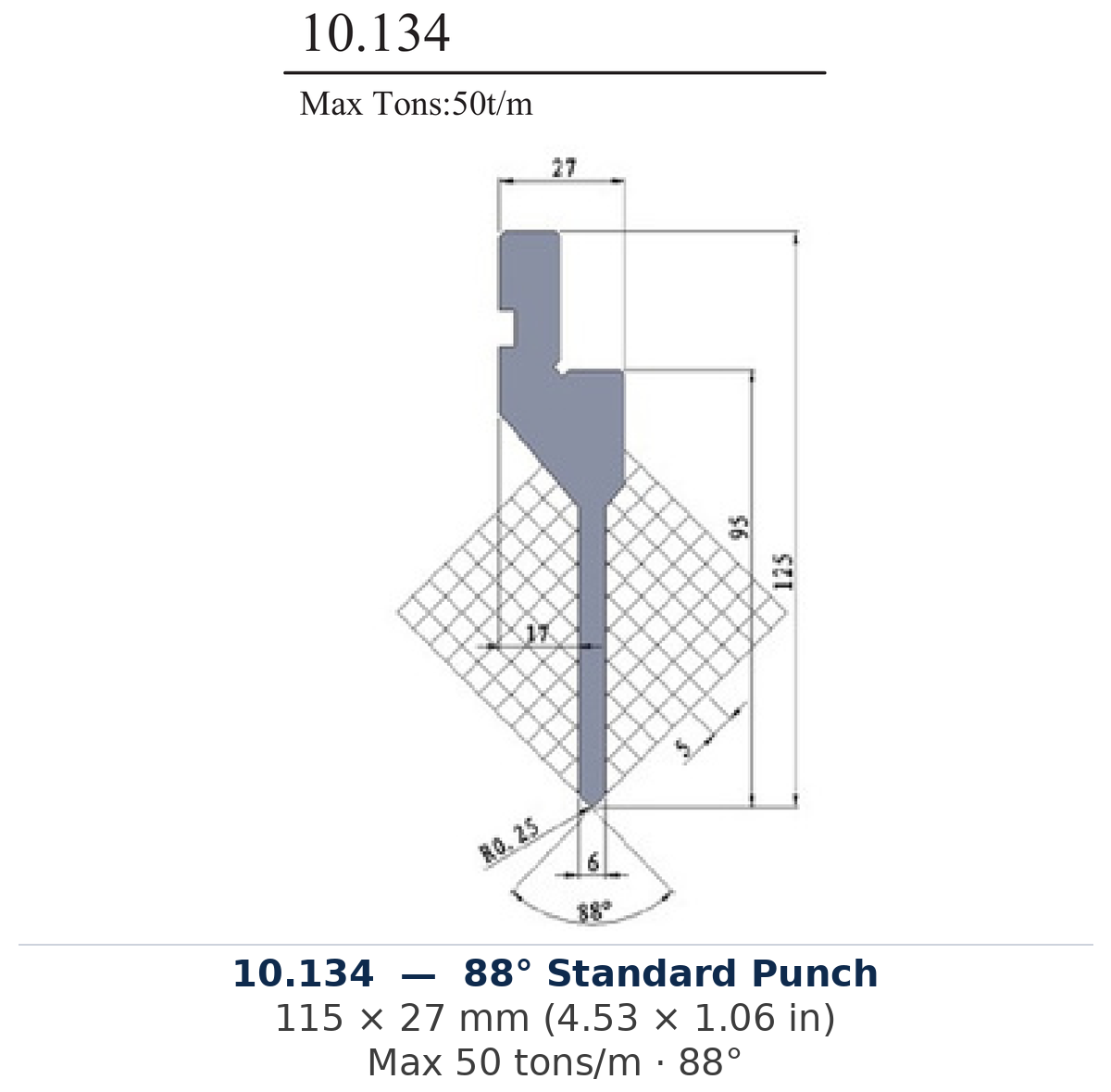 10.134 - 88° Standard Punch (factory catalog drawing)