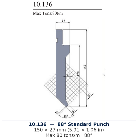 10.136 - 88° Standard Punch (factory catalog drawing)