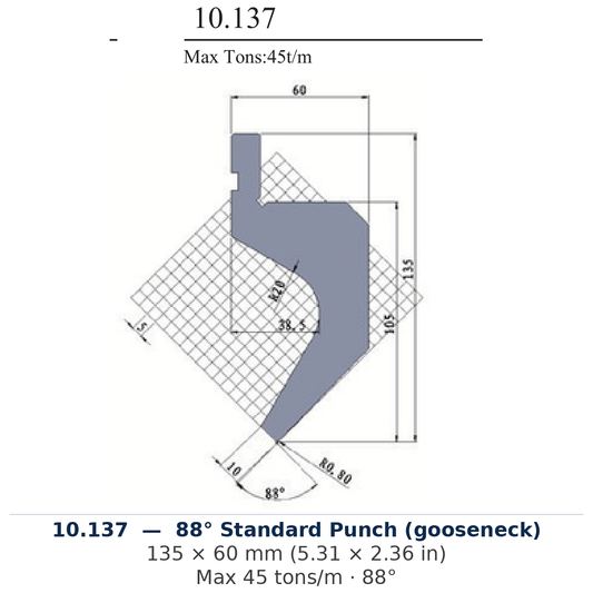 10.137 - 88° Standard Punch (gooseneck) (factory catalog drawing)