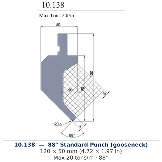 10.138 - 88° Standard Punch (gooseneck) (factory catalog drawing)