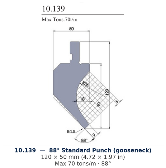 10.139 - 88° Standard Punch (gooseneck) (factory catalog drawing)