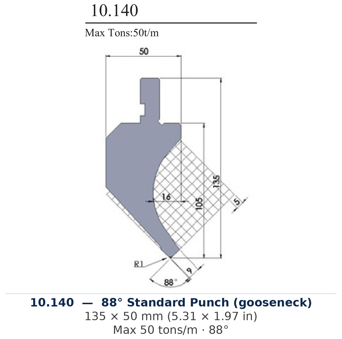 10.140 - 88° Standard Punch (gooseneck) (factory catalog drawing)