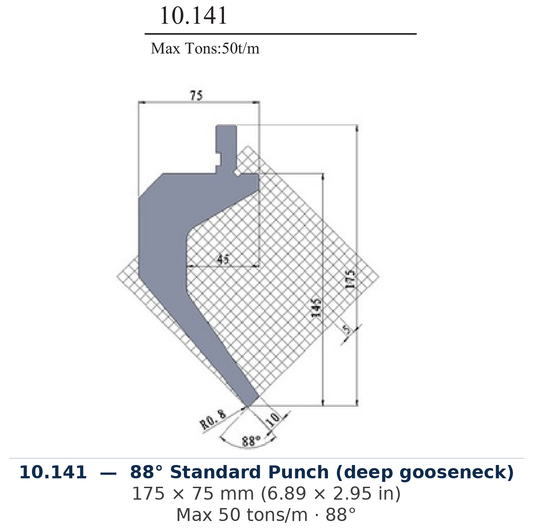 10.141 - 88° Standard Punch (deep gooseneck) (factory catalog drawing)