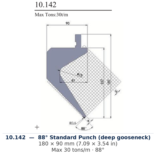 10.142 - 88° Standard Punch (deep gooseneck) (factory catalog drawing)