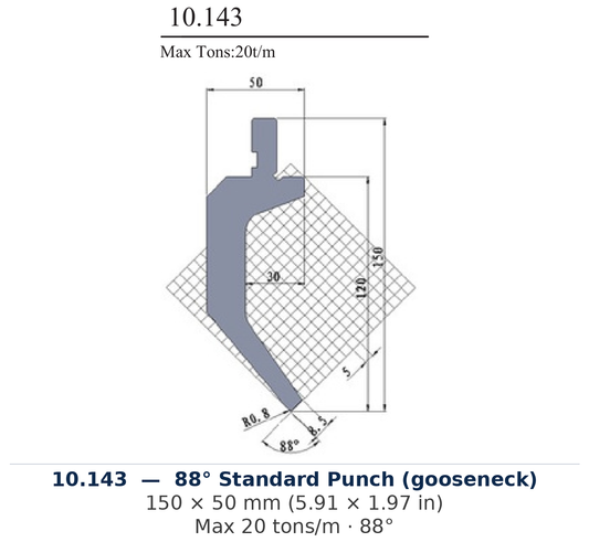 10.143 - 88° Standard Punch (gooseneck) (factory catalog drawing)