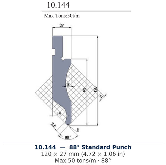 10.144 - 88° Standard Punch (factory catalog drawing)