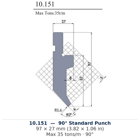 10.151 - 90° Standard Punch (factory catalog drawing)