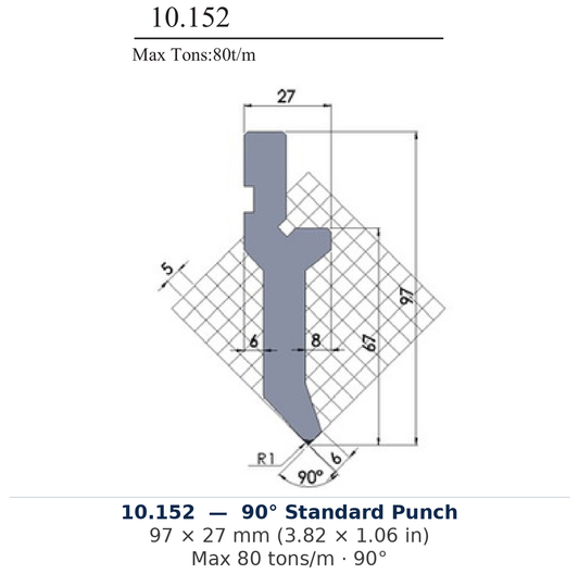 10.152 - 90° Standard Punch (factory catalog drawing)