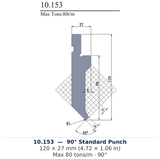 10.153 - 90° Standard Punch (factory catalog drawing)