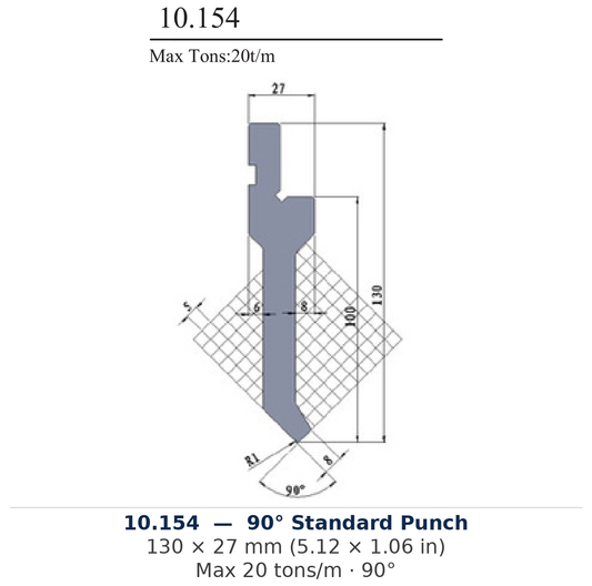 10.154 - 90° Standard Punch (factory catalog drawing)