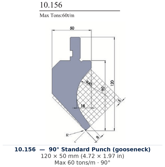 10.156 - 90° Standard Punch (gooseneck) (factory catalog drawing)