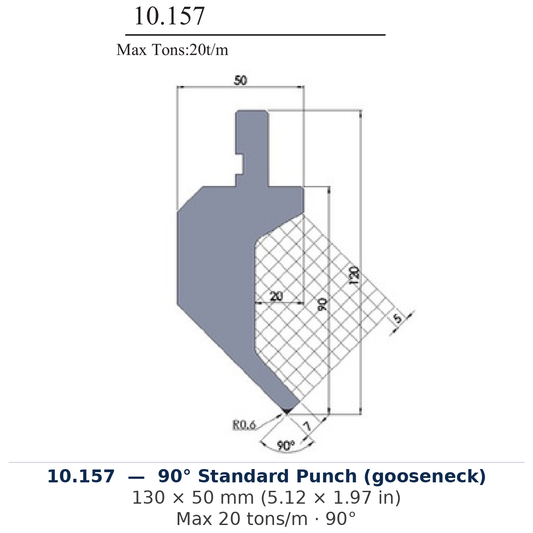 10.157 - 90° Standard Punch (gooseneck) (factory catalog drawing)