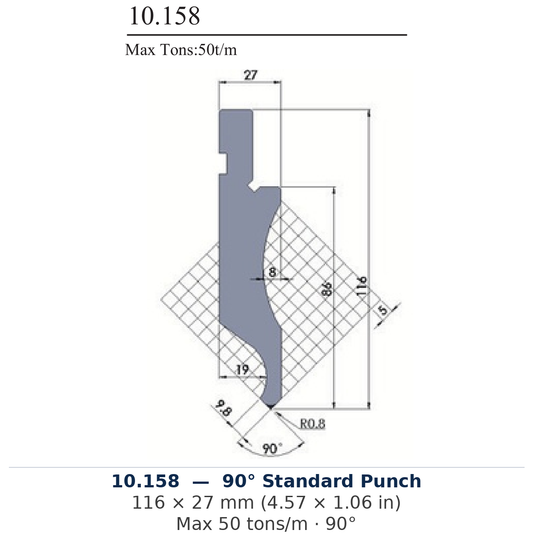 10.158 - 90° Standard Punch (factory catalog drawing)
