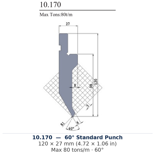 10.170 - 60° Standard Punch (factory catalog drawing)
