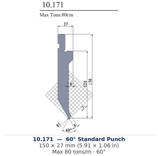 10.171 - 60° Standard Punch (factory catalog drawing)