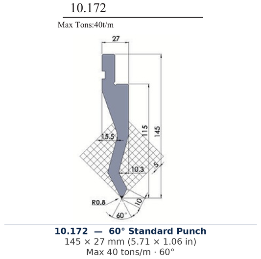 10.172 - 60° Standard Punch (factory catalog drawing)