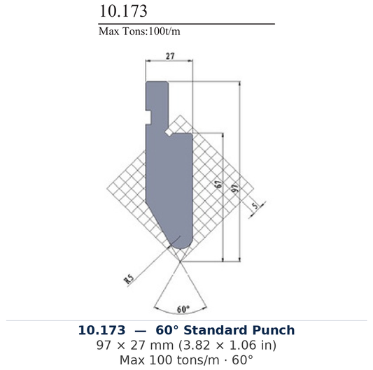 10.173 - 60° Standard Punch (factory catalog drawing)