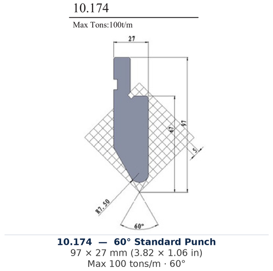 10.174 - 60° Standard Punch (factory catalog drawing)