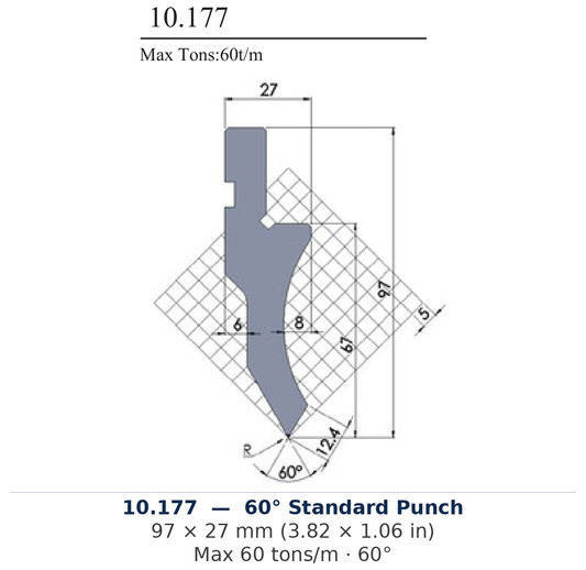 10.177 - 60° Standard Punch (factory catalog drawing)
