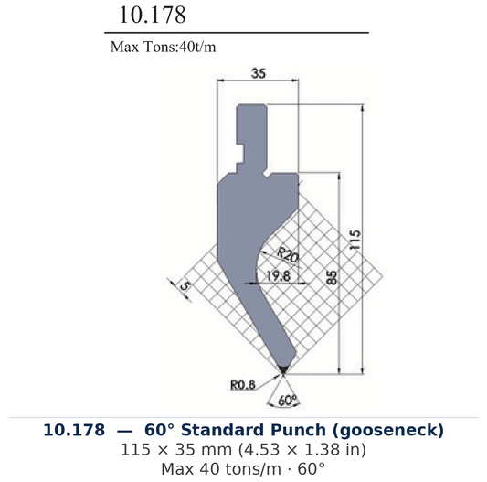 10.178 - 60° Standard Punch (gooseneck) (factory catalog drawing)