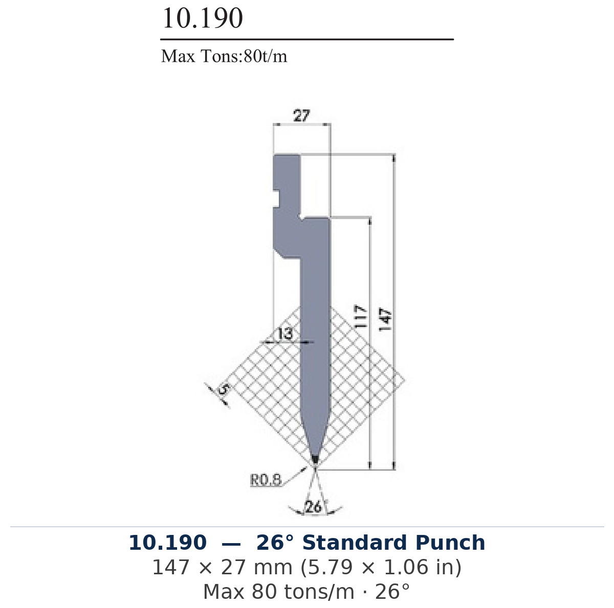 10.190 - 26° Standard Punch (factory catalog drawing)