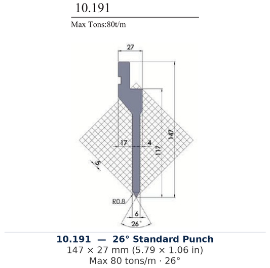10.191 - 26° Standard Punch (factory catalog drawing)