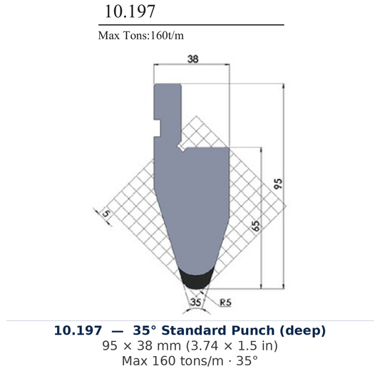 10.197 - 35° Standard Punch (deep) (factory catalog drawing)