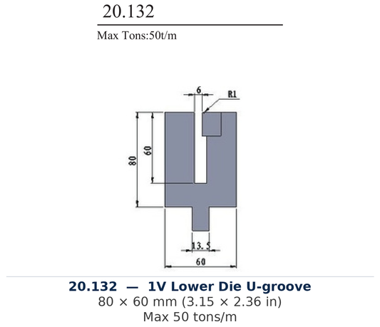 20.132 - 1V Lower Die U-groove (factory catalog drawing)