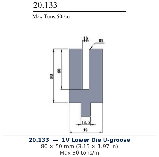 20.133 - 1V Lower Die U-groove (factory catalog drawing)