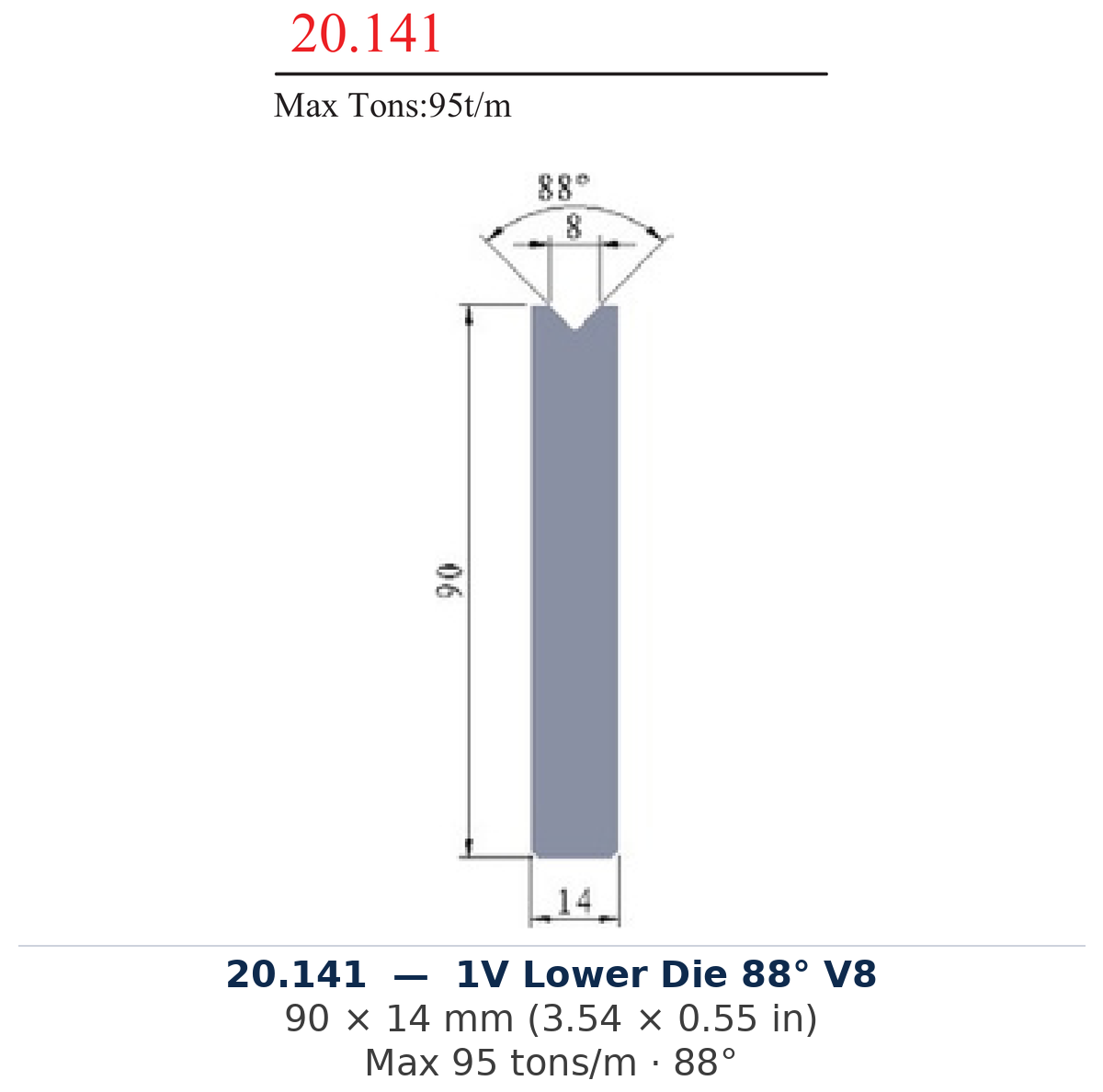 20.141 - 1V Lower Die 88° V8 (factory catalog drawing)