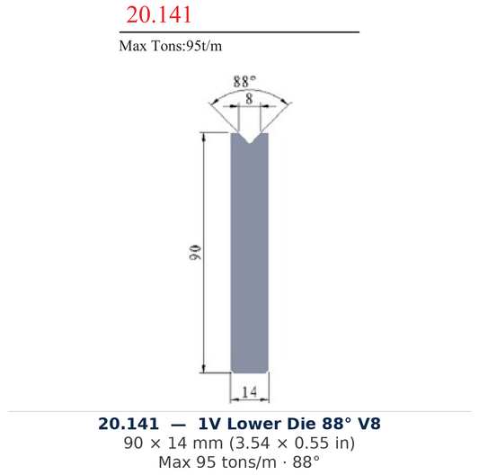 20.141 - 1V Lower Die 88° V8 (factory catalog drawing)