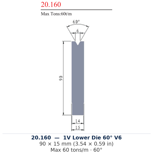 20.160 - 1V Lower Die 60° V6 (factory catalog drawing)