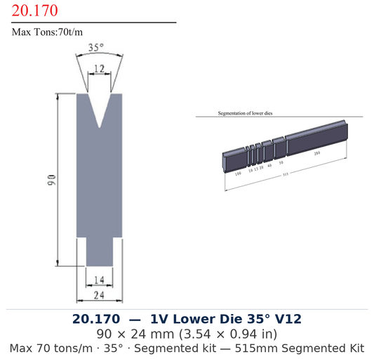 20.170 - 1V Lower Die 35° V12 (factory catalog drawing)