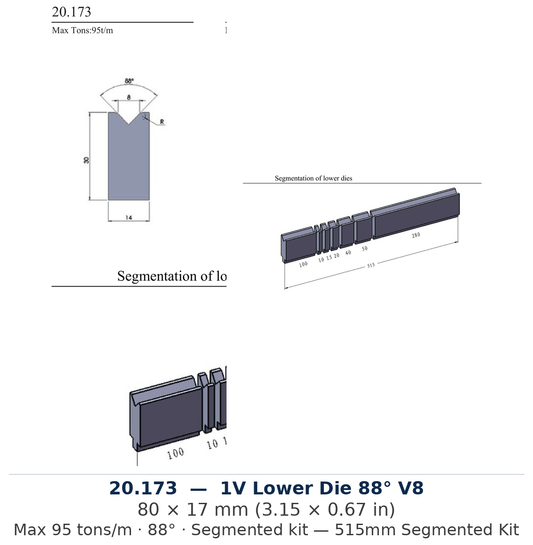 20.173 - 1V Lower Die 88° V8 (factory catalog drawing)