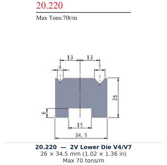 20.220 - 2V Lower Die V4/V7 (factory catalog drawing)
