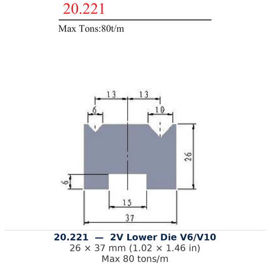 20.221 - 2V Lower Die V6/V10 (factory catalog drawing)